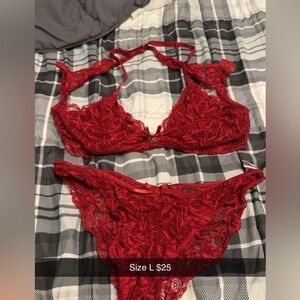 Elegant Red Lace Lingerie Set